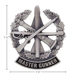 US Army Master Gunner Identification Mini Badge Silver Oxide Finish